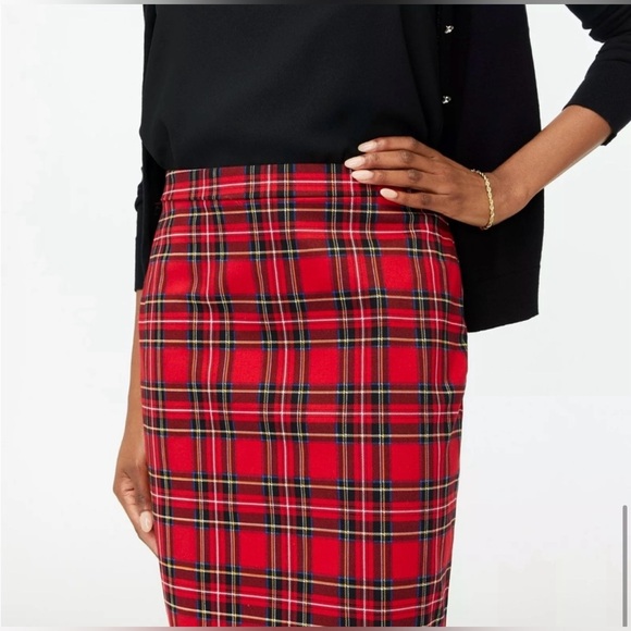 J.CREW Tartan Cotton Sateen Pencil Skirt Red Plaid Straight Green Yellow Plus - Picture 13 of 15